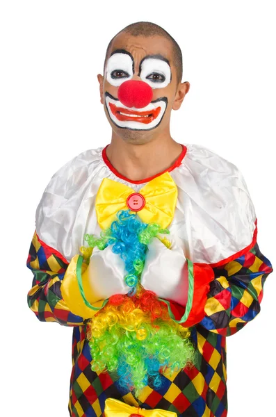 Trauriger Clown isoliert auf Weiß — Stockfoto