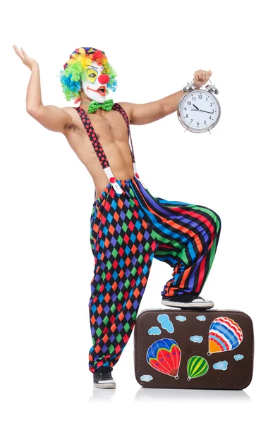 Grappige clown geïsoleerd op de witte — Stockfoto