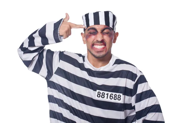 Prisoner with bad bruises on white — Stock Photo, Image