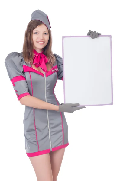 Young woman with blank board — Stock Photo, Image