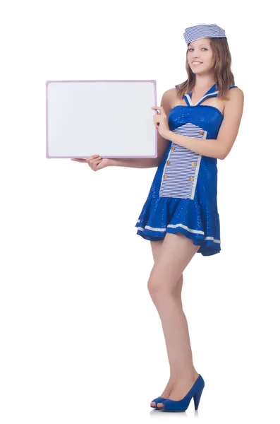 Young woman with blank board — Stock Photo, Image