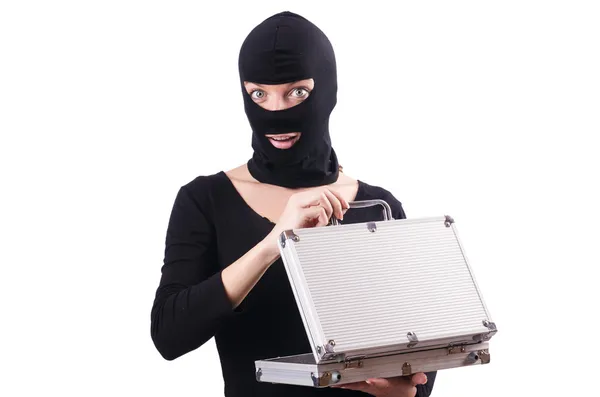 Industrial espionage concept with person in balaclava — Stock Photo, Image