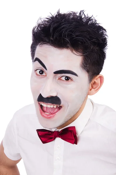Personifikace Charlieho Chaplina na bílém — Stock fotografie