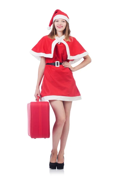 Genç kadın kırmızı santa kostüm — Stok fotoğraf