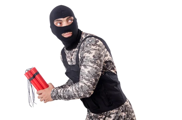 Soldier with dynamite — Stock Photo, Image