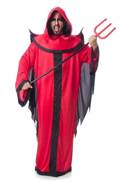 Homme diable en costume rouge — Photo