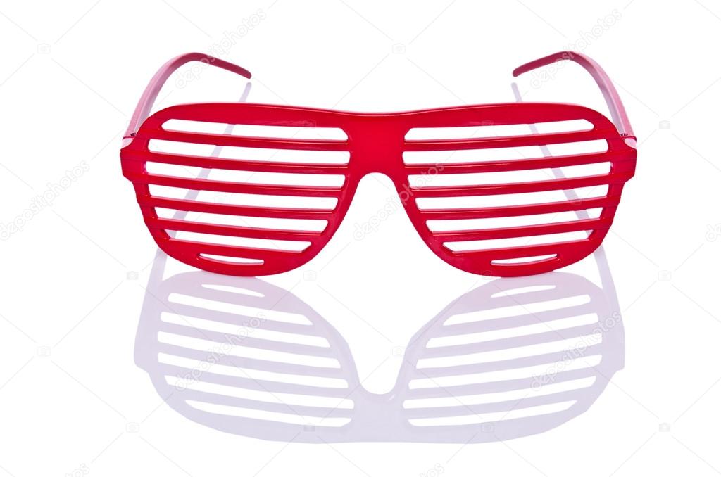 Red striped sunglasses isolated on white