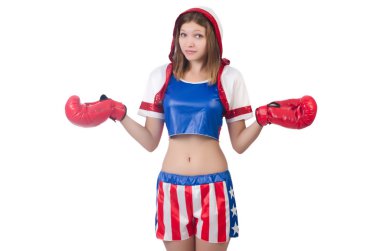 Amerikan sembollü kadın boksör.