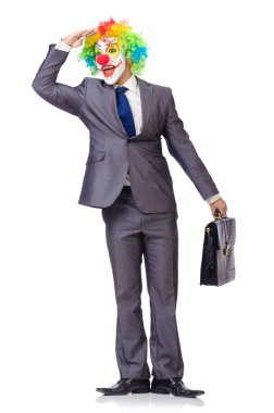 İşadamı palyaço beyazda izole edilmiş.
