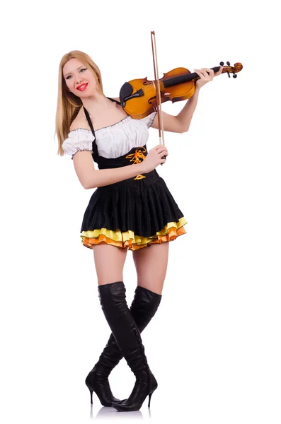 Girl playing violin on white — Stock Photo, Image