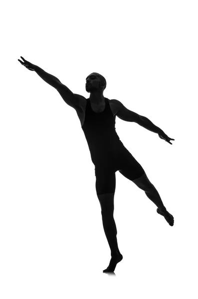 Silhouet van mannelijke danser geïsoleerd op wit — Stockfoto