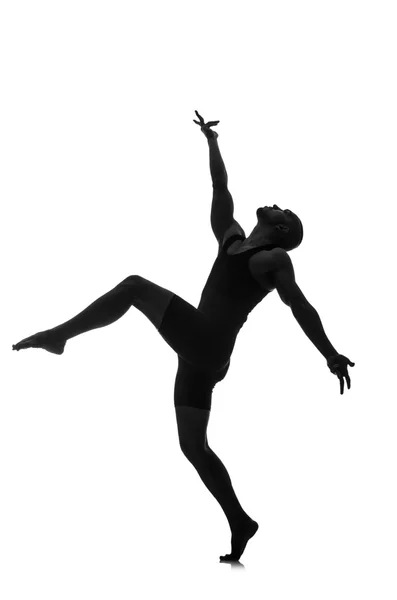 Silhouette eines männlichen Tänzers isoliert auf weiß — Stockfoto