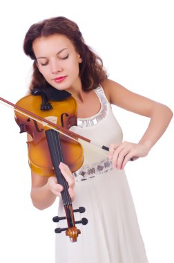 Beyaz kemanlı genç kız.