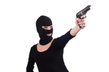 hırsız ile üzerine beyaz izole tabanca