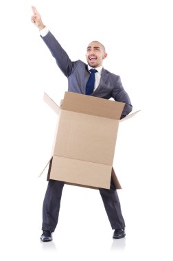 işadamı üzerinde beyaz izole kutusu