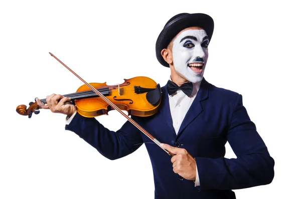 口罩拉小提琴的男人 — 图库照片