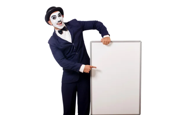 Hombre divertido con tablero en blanco — Foto de Stock