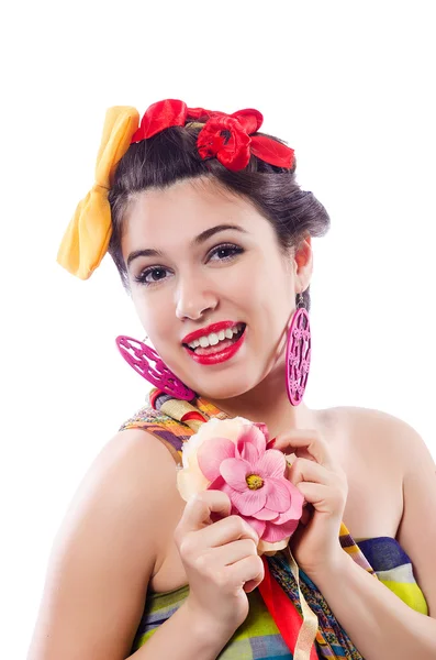 Ragazza divertente isolata sullo sfondo bianco — Foto Stock