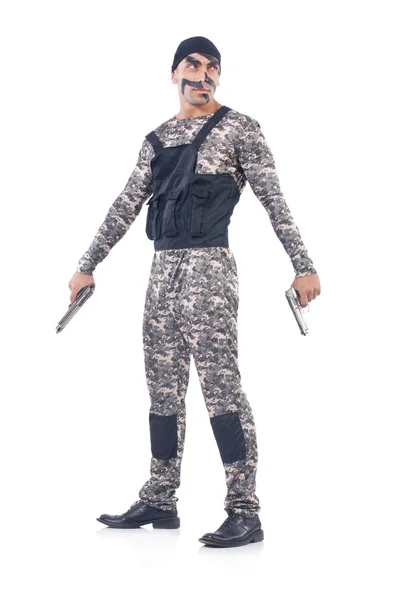 Voják izolovaný na bílém pozadí — Stock fotografie