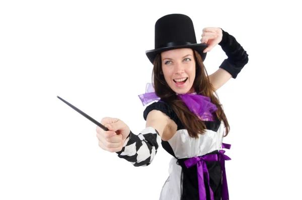 Woman magician isolated on the white — Stock Photo, Image