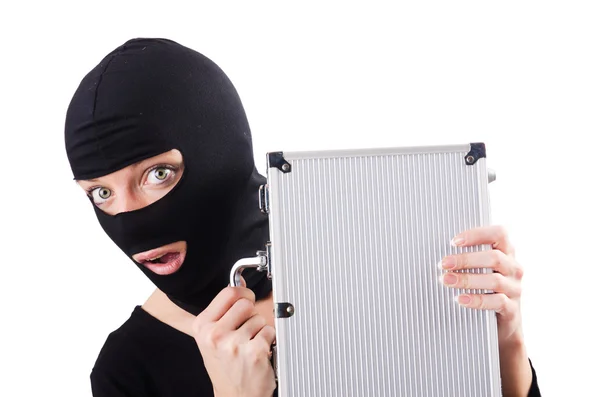 Industrial espionage concept with person in balaclava — Stock Photo, Image