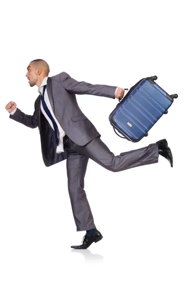Empresário com bagagem em branco — Fotografia de Stock