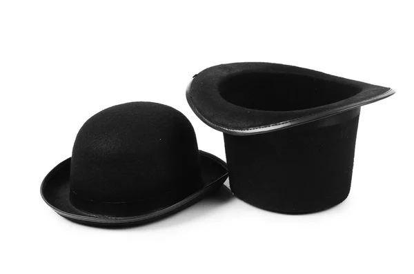 孤立在白色的黑色高帽顶帽子 — 图库照片