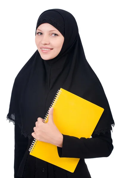 若いですイスラム教徒女性学生とともに本 — ストック写真