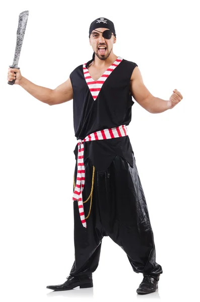 Muž v pirátském kostýmu v halloweenské koncepci — Stock fotografie