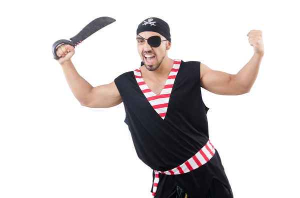 Mannen i piratkostym i halloween koncept — Stockfoto