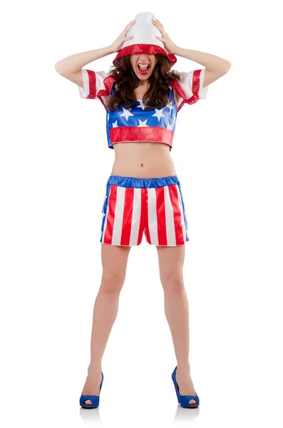 Mulher boxer em uniforme com símbolos dos EUA — Fotografia de Stock