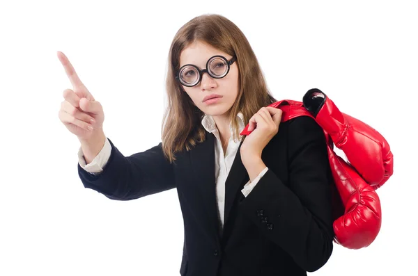 Grappige bokser geïsoleerd op wit — Stockfoto