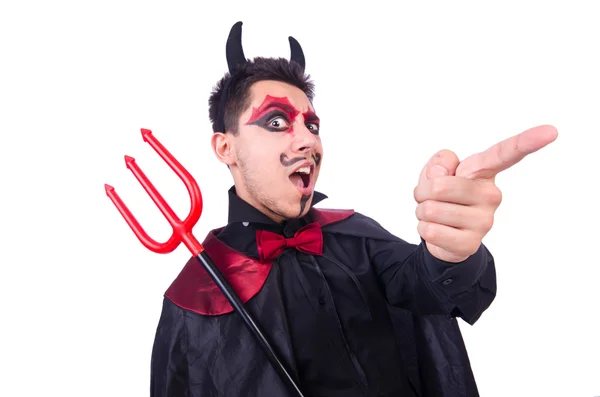 Uomo in costume diavolo nel concetto di Halloween — Foto Stock