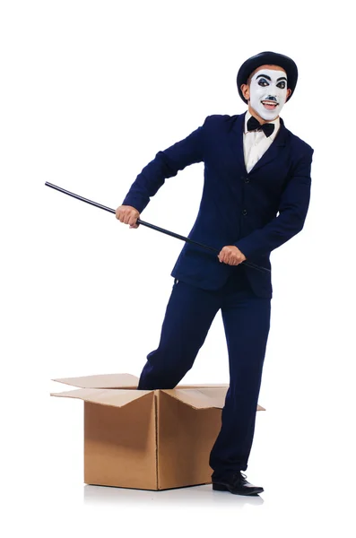 Man with cane in the box — Stock Photo, Image