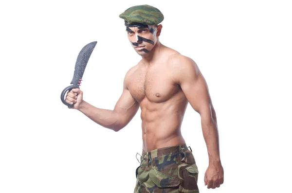 Soldier with knife — Stock Photo, Image