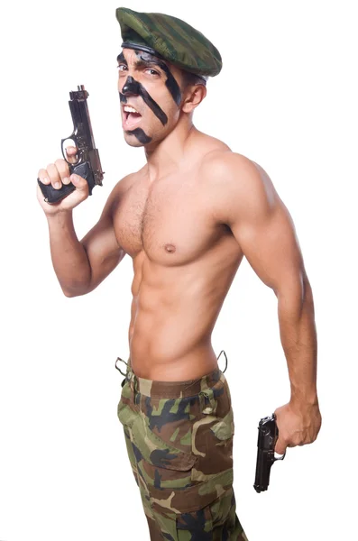 Soldat mit zwei Gewehren — Stockfoto