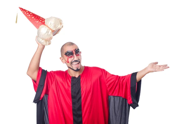Wizard in red costume isolated on white — Stock Photo, Image