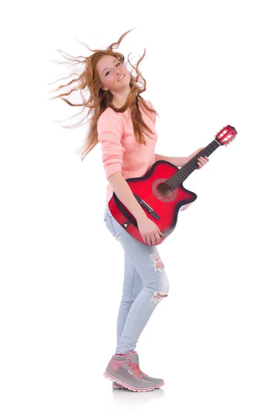 Guitarrista isolado em branco — Fotografia de Stock