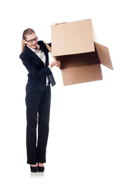 kadın iş kadını beyaz kutular