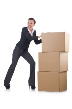 kadın iş kadını beyaz kutular