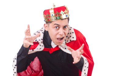 Taçlı bir iş adamı beyazlar içinde.