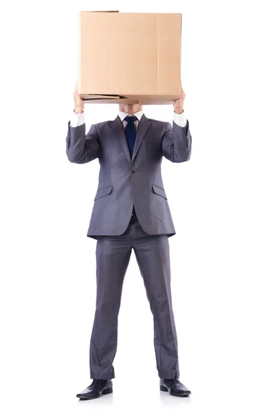 Businessman with box — Stock Photo, Image