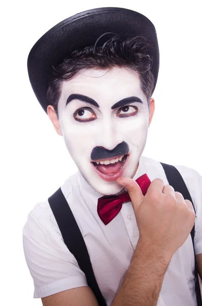 Personnification de Charlie Chaplin sur blanc — Photo