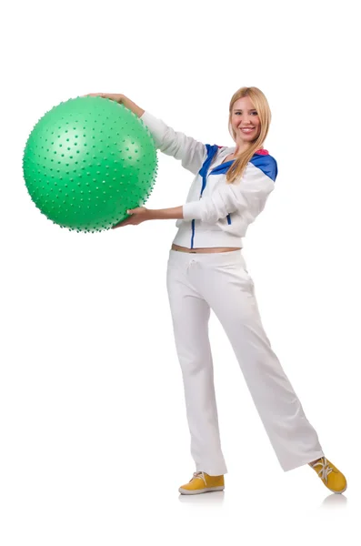 Young woman with swiss ball — Stock Photo, Image