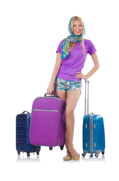 Kvinna som förbereder sig för resor på sommarsemester — Stockfoto