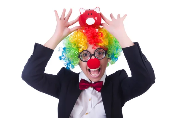 Geschäftsmann Clown isoliert auf Weiß — Stockfoto