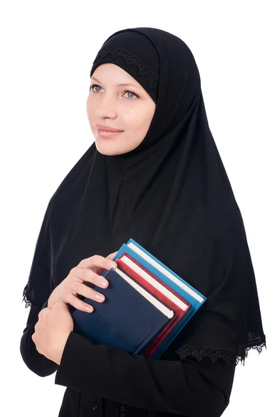 Jeune étudiante musulmane avec des livres — Photo