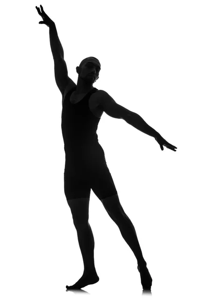 Silhouette eines männlichen Tänzers isoliert auf weiß — Stockfoto