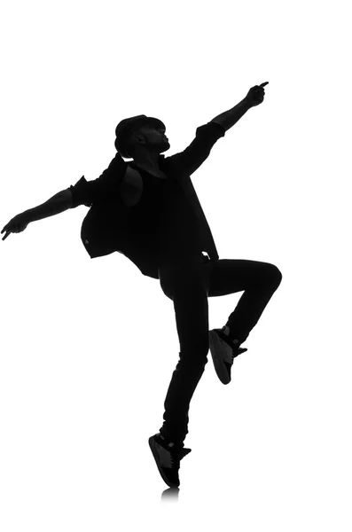 Silhouette de danseur masculin isolé sur blanc — Photo