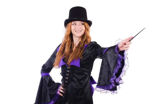 Woman magician isolated on the white — Stock Photo, Image